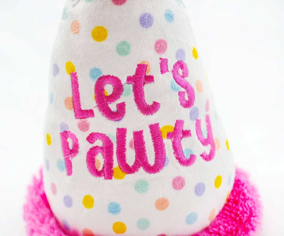 Birthday Hat Pink Plush Dog Toy