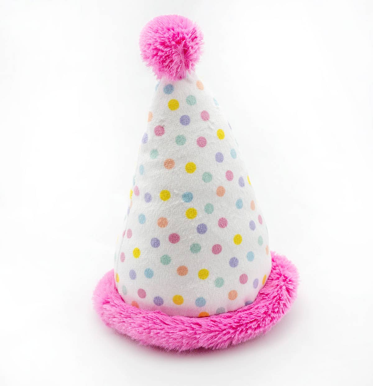 Birthday Hat Pink Plush Dog Toy