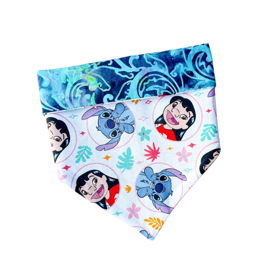 Cartoon-themed bandana with characters on a white surface