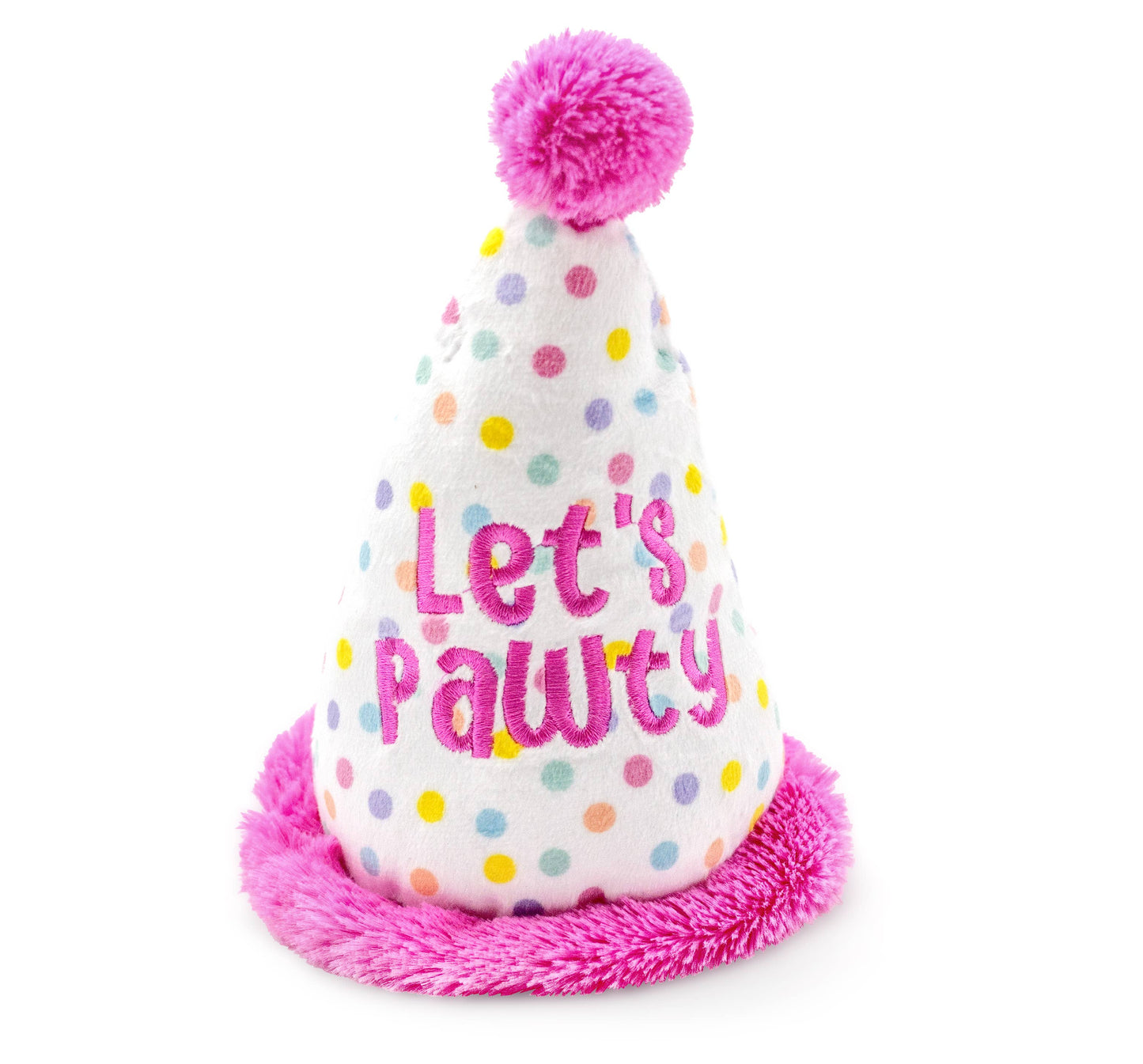 Birthday Hat Pink Plush Dog Toy