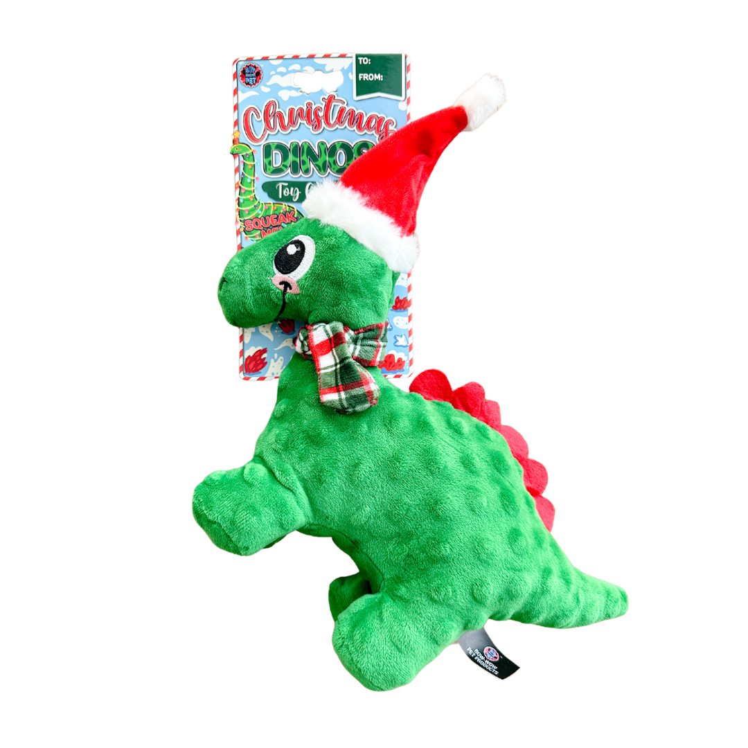 Green Christmas Dino Dog Toy