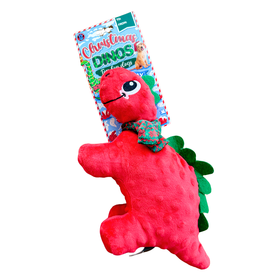 Red Christmas Dino Dog Toy