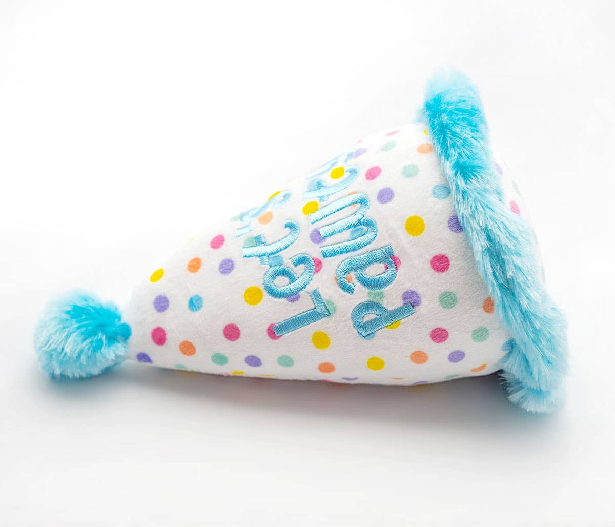 Birthday Hat Blue Plush Dog Toy