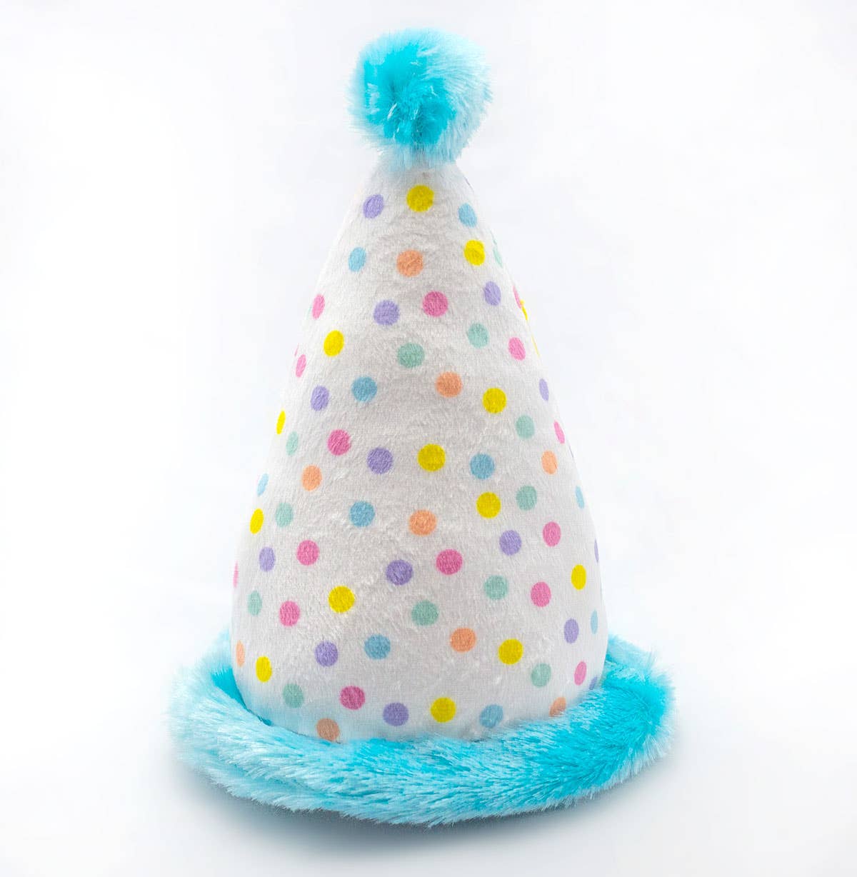 Birthday Hat Blue Plush Dog Toy