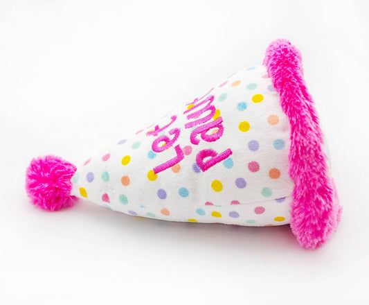 Birthday Hat Pink Plush Dog Toy