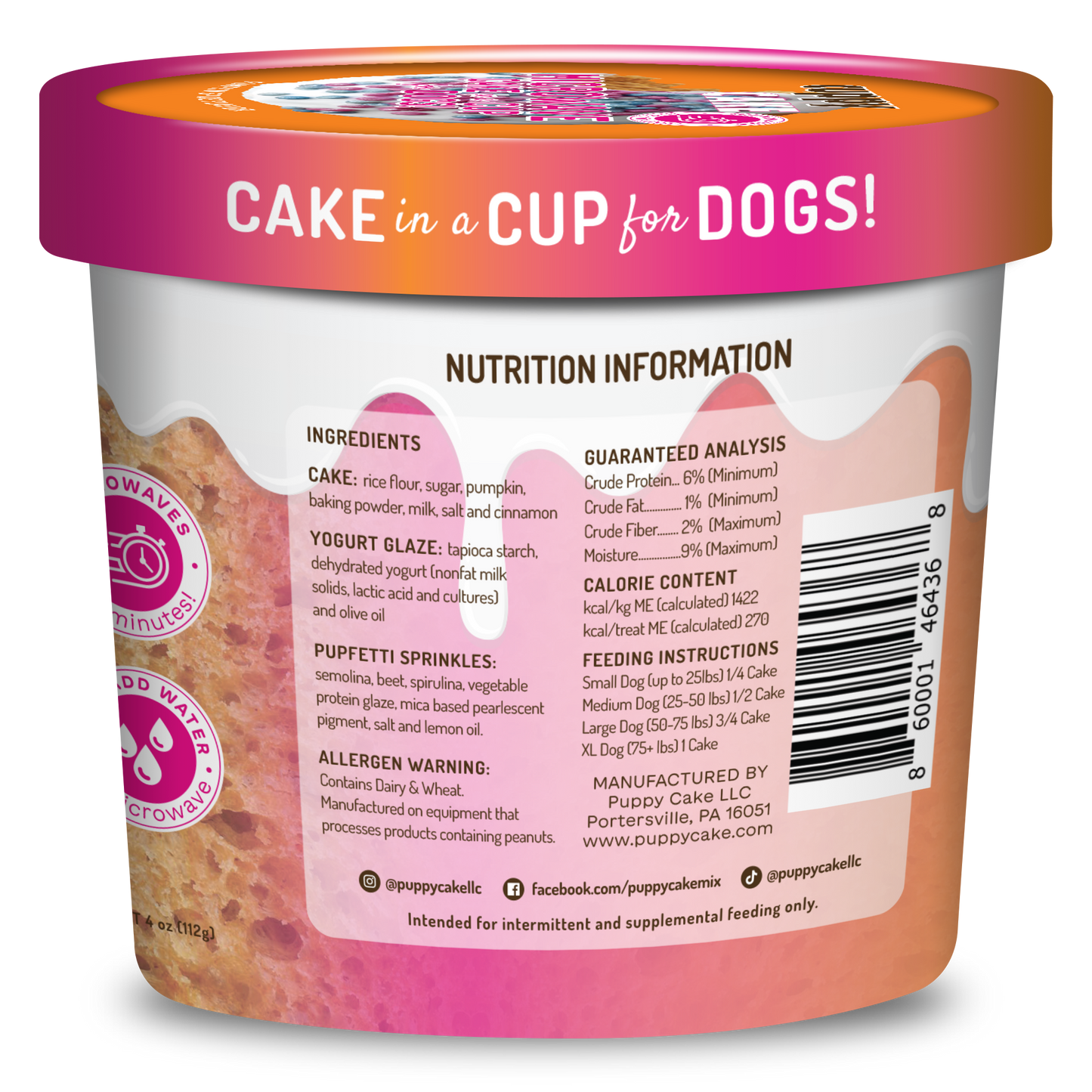 Dog Birthday Cake in A Cup - Pumpkin