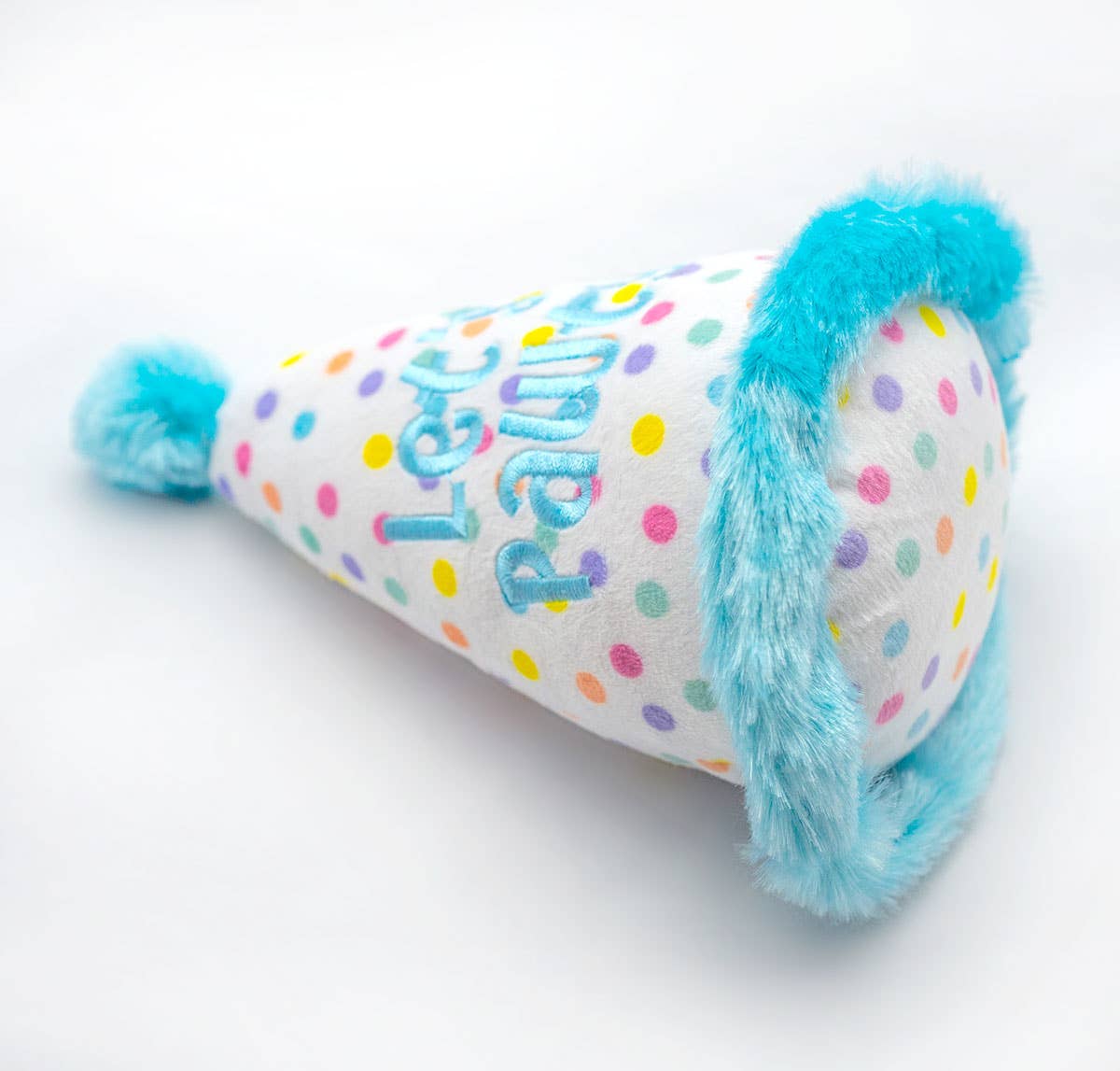 Birthday Hat Blue Plush Dog Toy